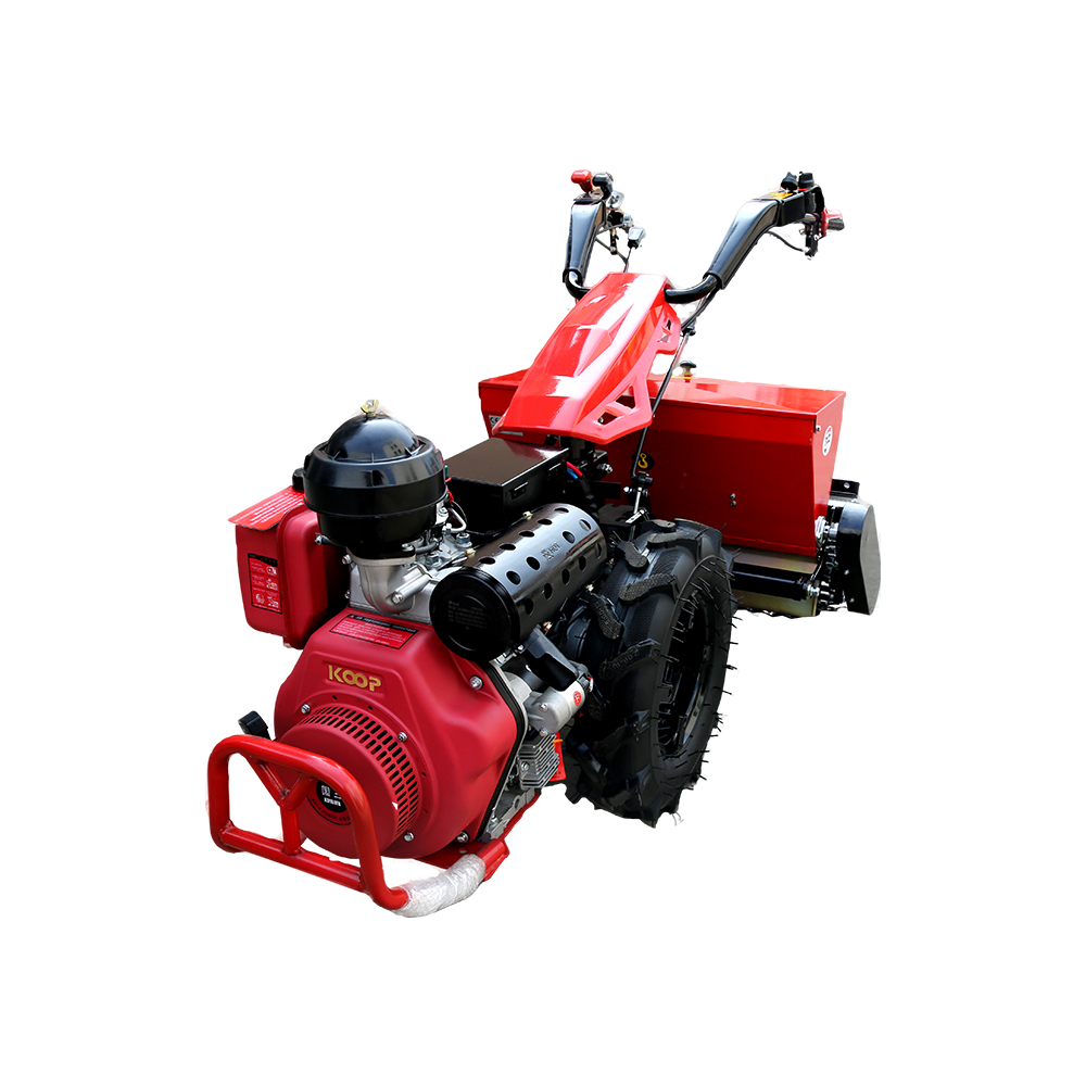 Rotary harrow with seeder